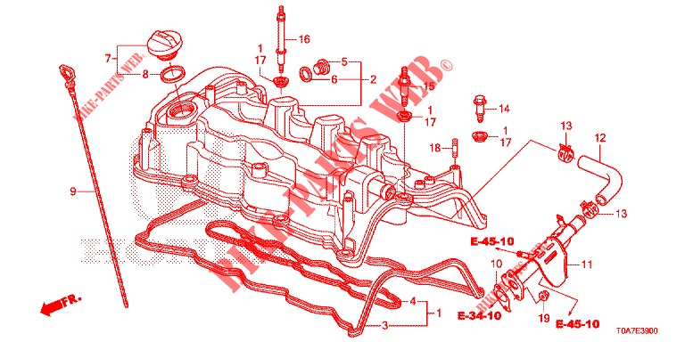 ZYLINDERKOPFDECKEL (DIESEL) (2.2L) für Honda CR-V DIESEL 2.2 EXCLUSIVE 5 Türen 6 gang-Schaltgetriebe 2013