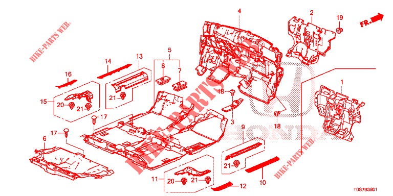 BODENMATTE/ISOLATOR (2) für Honda CR-V DIESEL 1.6 EXECUTIVE NAVI 4WD 5 Türen 6 gang-Schaltgetriebe 2016