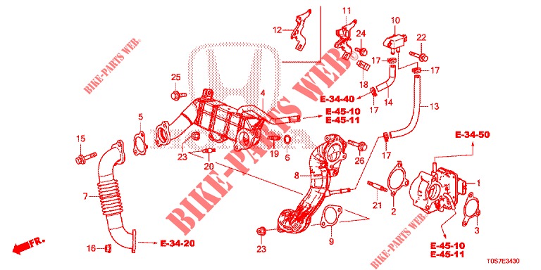EGR STEUERVENTIL (LP) (DIESEL) für Honda CR-V DIESEL 1.6 EXECUTIVE NAVI 4WD 5 Türen 6 gang-Schaltgetriebe 2016