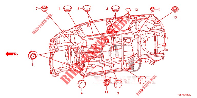 GUMMITUELLE (INFERIEUR) für Honda CR-V DIESEL 1.6 EXECUTIVE NAVI 4WD 5 Türen 6 gang-Schaltgetriebe 2016
