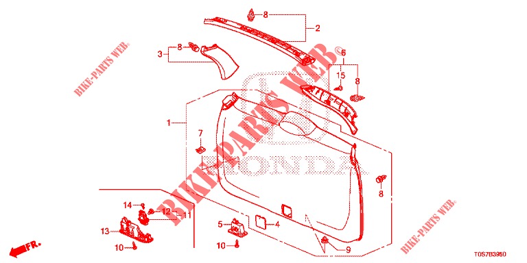 HECKKLAPPENVERKLEIDUNG/ TAFELVERKLEIDUNG, HINTEN(2D)  für Honda CR-V DIESEL 1.6 EXECUTIVE NAVI 4WD 5 Türen 6 gang-Schaltgetriebe 2016