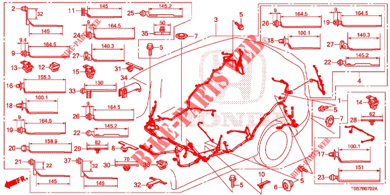 KABELBAUM (LH) (3) für Honda CR-V DIESEL 1.6 EXECUTIVE NAVI 4WD 5 Türen 6 gang-Schaltgetriebe 2016