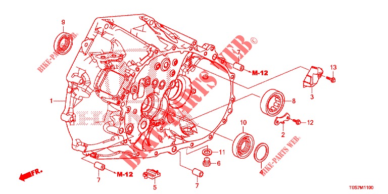 KUPPLUNGSGEHAEUSE (DIESEL) (1) für Honda CR-V DIESEL 1.6 EXECUTIVE NAVI 4WD 5 Türen 6 gang-Schaltgetriebe 2016