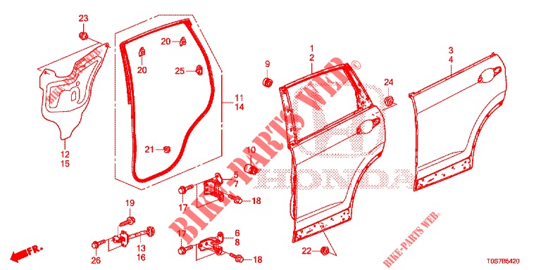 TUERBLECHE, HINTEN(4D)  für Honda CR-V DIESEL 1.6 EXECUTIVE NAVI 4WD 5 Türen 6 gang-Schaltgetriebe 2016