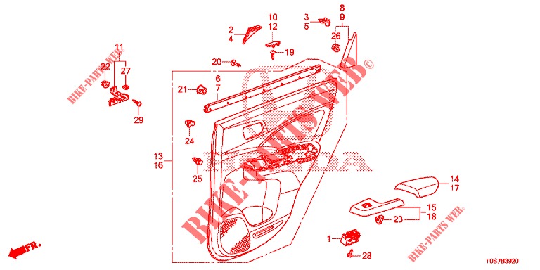 TUERVERKLEIDUNG, HINTEN(4D)  für Honda CR-V DIESEL 1.6 EXECUTIVE NAVI 4WD 5 Türen 6 gang-Schaltgetriebe 2016