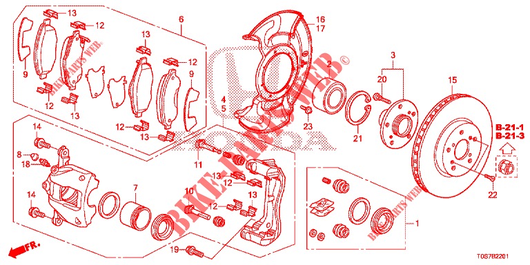 VORDERRADBREMSE (2) für Honda CR-V DIESEL 1.6 EXECUTIVE NAVI 4WD 5 Türen 6 gang-Schaltgetriebe 2016