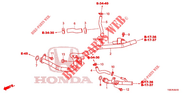 WASSERSCHLAUCH/HEIZUNGSSCHACHT (DIESEL) (1) für Honda CR-V DIESEL 1.6 EXECUTIVE NAVI 4WD 5 Türen 6 gang-Schaltgetriebe 2016