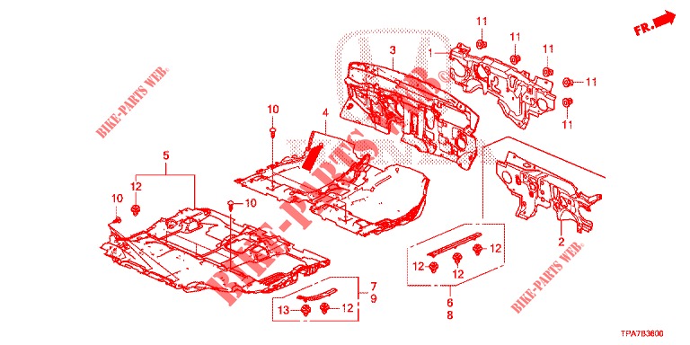 BODENMATTE/ISOLATOR  für Honda CR-V HYBRID 2.0 BASE 5 Türen E-CVT 2019