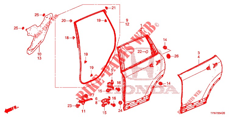 TUERBLECHE, HINTEN(4D)  für Honda CR-V HYBRID 2.0 BASE 5 Türen E-CVT 2019