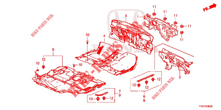 BODENMATTE/ISOLATOR  für Honda CR-V HYBRID 2.0 MID 5 Türen E-CVT 2019