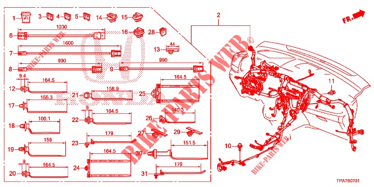 KABELBAUM (2) (LH) für Honda CR-V HYBRID 2.0 MID 5 Türen E-CVT 2019