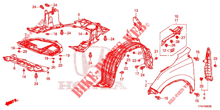 KOTFLUEGEL, VORNE  für Honda CR-V HYBRID 2.0 MID 5 Türen E-CVT 2019