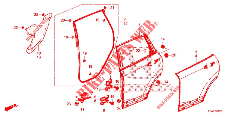 TUERBLECHE, HINTEN(4D)  für Honda CR-V HYBRID 2.0 MID 5 Türen E-CVT 2019