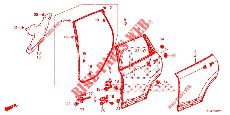 TUERBLECHE, HINTEN(4D)  für Honda CR-V HYBRID 2.0 TOP 5 Türen E-CVT 2019