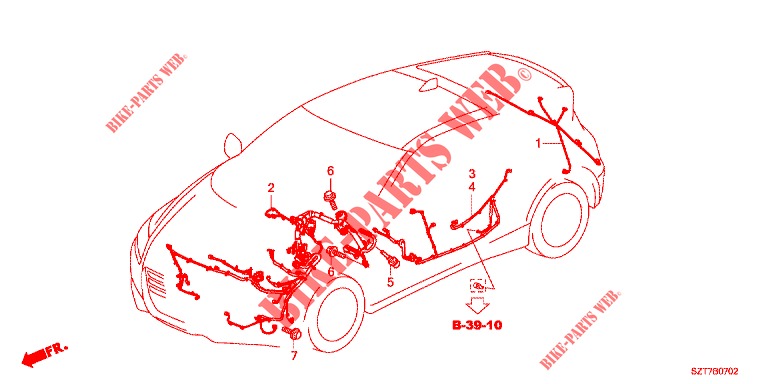 KABELBAUM (2) (LH) für Honda CR-Z IMA BASE 3 Türen 6 gang-Schaltgetriebe 2012