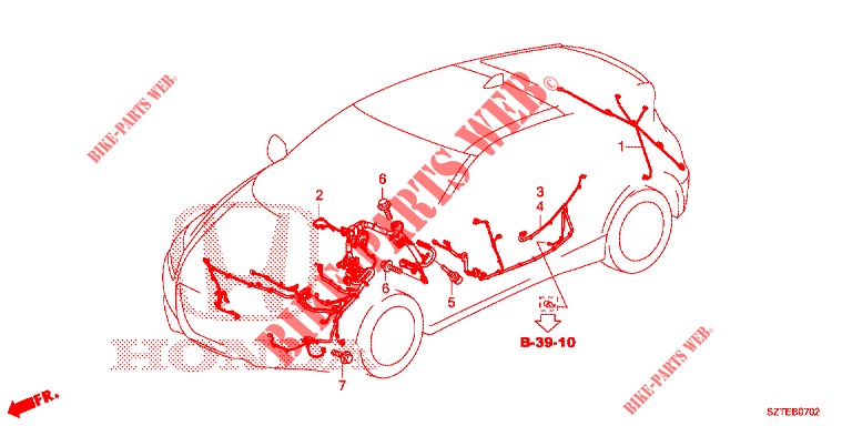 KABELBAUM (2) (LH) für Honda CR-Z IMA BASE 3 Türen 6 gang-Schaltgetriebe 2013