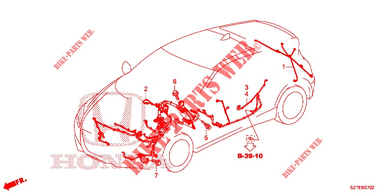 KABELBAUM (2) (LH) für Honda CR-Z IMA THIS IS 3 Türen 6 gang-Schaltgetriebe 2013
