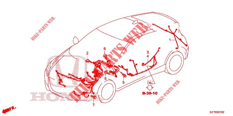 KABELBAUM (2) (LH) für Honda CR-Z 1.5 GT 3 Türen 6 gang-Schaltgetriebe 2013
