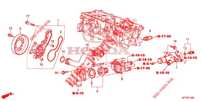 WASSERPUMPE/THERMOSTAT  für Honda CR-Z 1.5 GT 3 Türen 6 gang-Schaltgetriebe 2013
