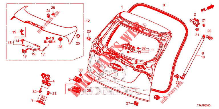 HECKKLAPPENPLATTE(2D)  für Honda HR-V 1.5 EXCLUSIVE 5 Türen vollautomatische 2016