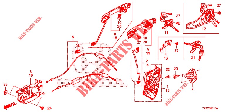 TUERSCHLOESSER, VORNE/AEUSSERER GRIFF  für Honda HR-V 1.5 EXCLUSIVE 5 Türen vollautomatische 2016