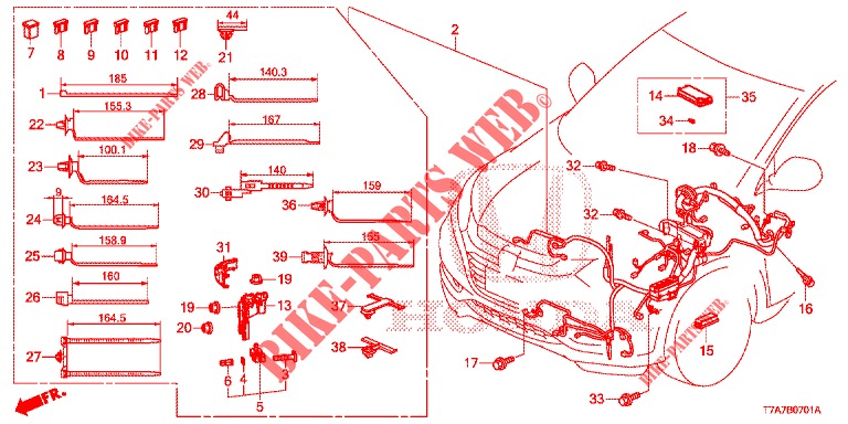 KABELBAUM (LH) (2) für Honda HR-V DIESEL 1.6 EXCLUSIVE 5 Türen 6 gang-Schaltgetriebe 2016