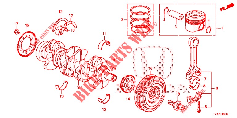 KURBELWELLE/KOLBEN (DIESEL) für Honda HR-V DIESEL 1.6 EXCLUSIVE 5 Türen 6 gang-Schaltgetriebe 2016