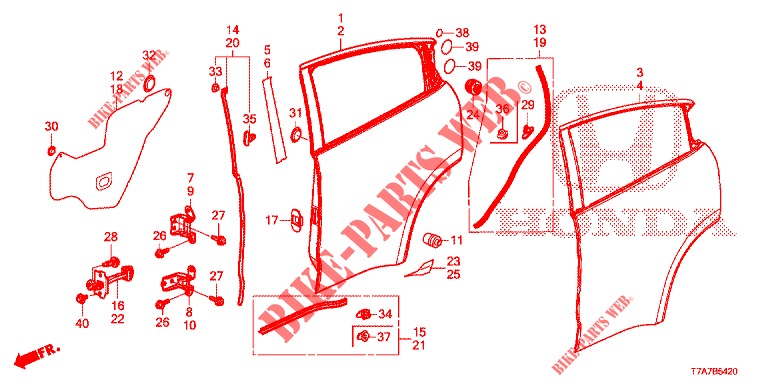 TUERBLECHE, HINTEN(4D)  für Honda HR-V DIESEL 1.6 EXCLUSIVE 5 Türen 6 gang-Schaltgetriebe 2016