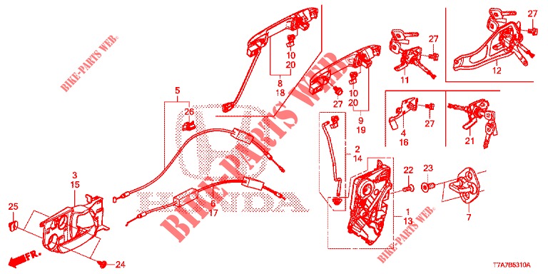 TUERSCHLOESSER, VORNE/AEUSSERER GRIFF  für Honda HR-V DIESEL 1.6 EXCLUSIVE 5 Türen 6 gang-Schaltgetriebe 2016