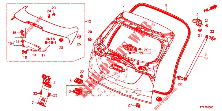 HECKKLAPPENPLATTE(2D)  für Honda HR-V 1.5 EXECUTIVE 5 Türen 6 gang-Schaltgetriebe 2017