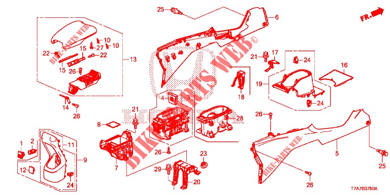 MITTLERE KONSOLE (INFERIEUR) für Honda HR-V 1.5 EXECUTIVE 5 Türen 6 gang-Schaltgetriebe 2017