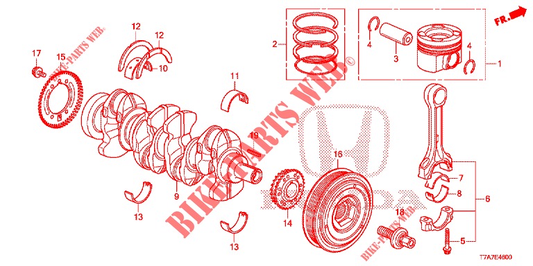 KURBELWELLE/KOLBEN (DIESEL) für Honda HR-V DIESEL 1.6 EXECUTIVE 5 Türen 6 gang-Schaltgetriebe 2017