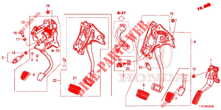 PEDAL (LH) für Honda HR-V DIESEL 1.6 EXECUTIVE 5 Türen 6 gang-Schaltgetriebe 2017