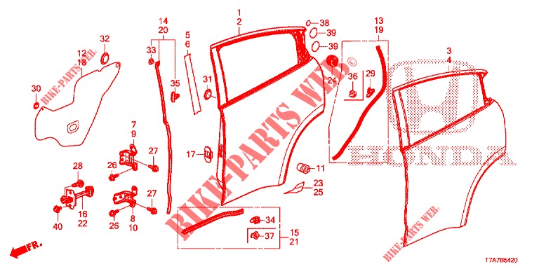 TUERBLECHE, HINTEN(4D)  für Honda HR-V DIESEL 1.6 EXECUTIVE 5 Türen 6 gang-Schaltgetriebe 2017