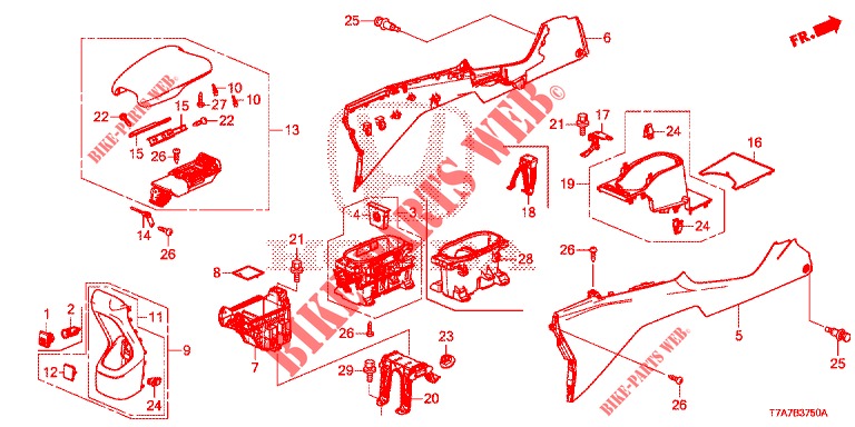 MITTLERE KONSOLE (INFERIEUR) für Honda HR-V 1.5 EXCLUSIVE 5 Türen 6 gang-Schaltgetriebe 2018