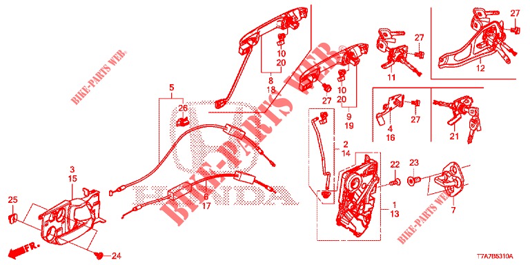 TUERSCHLOESSER, VORNE/AEUSSERER GRIFF  für Honda HR-V 1.5 EXCLUSIVE 5 Türen 6 gang-Schaltgetriebe 2018