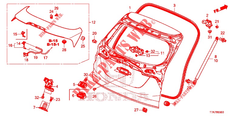 HECKKLAPPENPLATTE(2D)  für Honda HR-V 1.5 EXECUTIVE 5 Türen 6 gang-Schaltgetriebe 2018