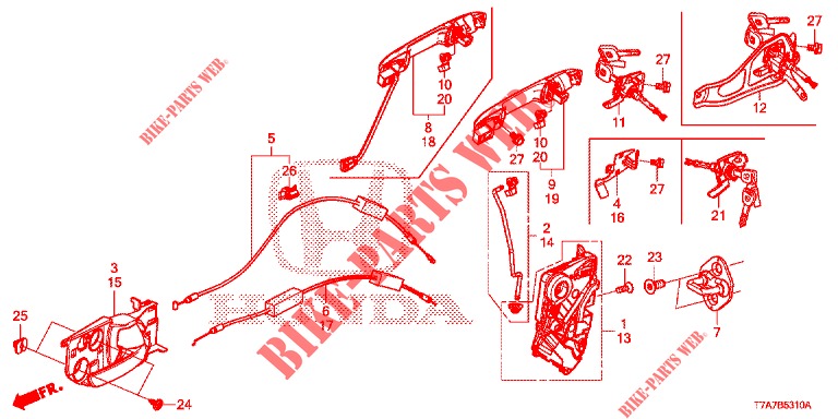 TUERSCHLOESSER, VORNE/AEUSSERER GRIFF  für Honda HR-V 1.5 EXECUTIVE 5 Türen 6 gang-Schaltgetriebe 2018