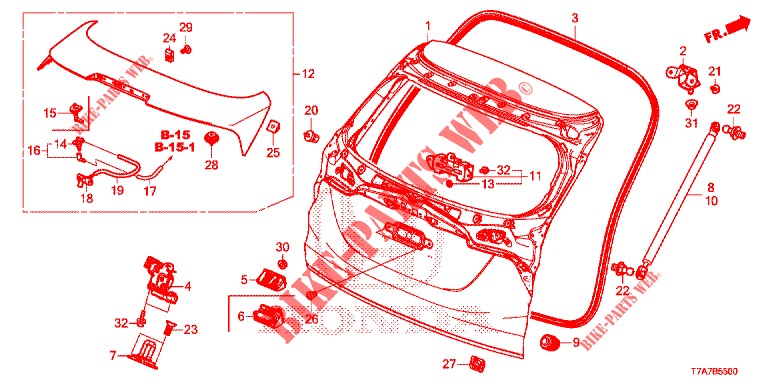 HECKKLAPPENPLATTE(2D)  für Honda HR-V DIESEL 1.6 EXCLUSIVE 5 Türen 6 gang-Schaltgetriebe 2018