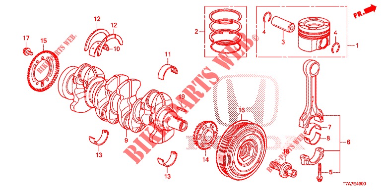KURBELWELLE/KOLBEN (DIESEL) für Honda HR-V DIESEL 1.6 EXCLUSIVE 5 Türen 6 gang-Schaltgetriebe 2018