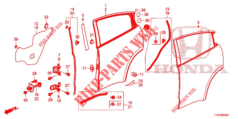TUERBLECHE, HINTEN(4D)  für Honda HR-V DIESEL 1.6 EXCLUSIVE 5 Türen 6 gang-Schaltgetriebe 2018