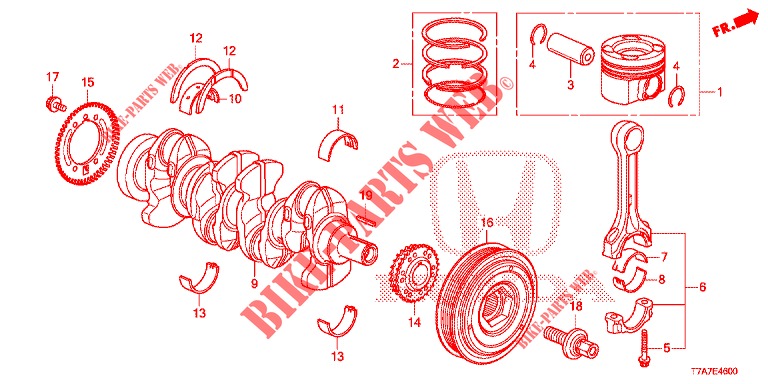 KURBELWELLE/KOLBEN (DIESEL) für Honda HR-V DIESEL 1.6 EXECUTIVE 5 Türen 6 gang-Schaltgetriebe 2018
