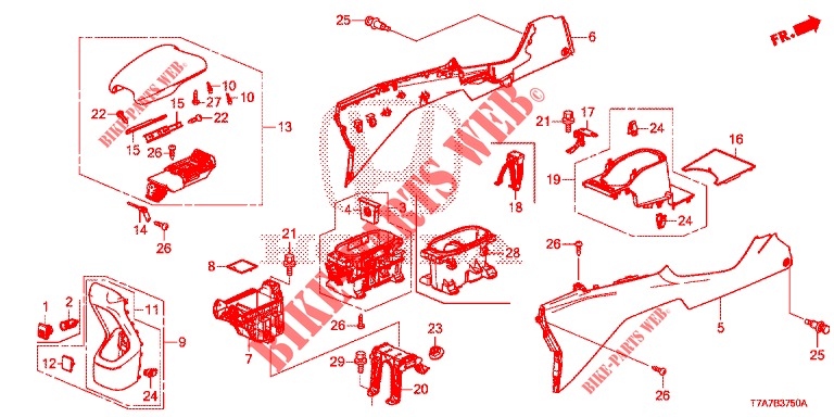 MITTLERE KONSOLE (INFERIEUR) für Honda HR-V DIESEL 1.6 EXECUTIVE 5 Türen 6 gang-Schaltgetriebe 2018