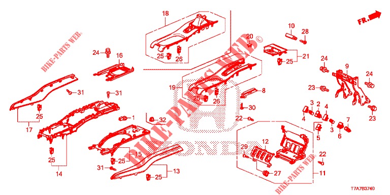 MITTLERE KONSOLE (SUPERIEUR) (LH) für Honda HR-V DIESEL 1.6 EXECUTIVE 5 Türen 6 gang-Schaltgetriebe 2018