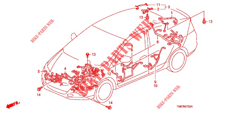 KABELBAUM (LH) (2) für Honda INSIGHT 1.3 IMA S 5 Türen vollautomatische 2012