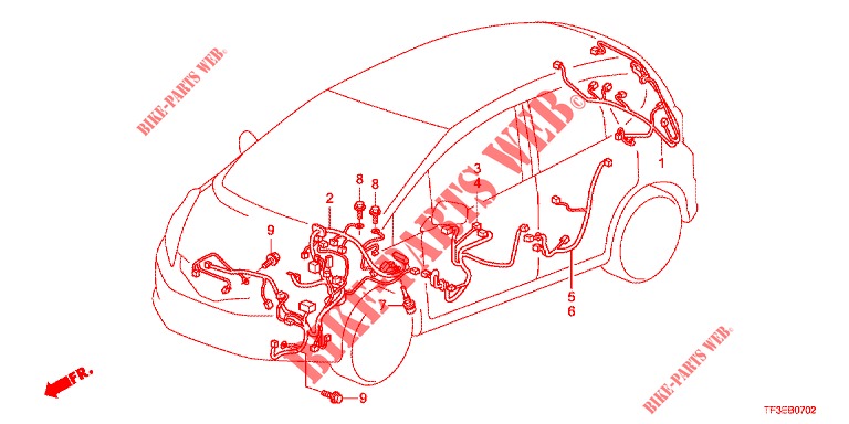 KABELBAUM (2) (LH) für Honda JAZZ 1.2 ELEGANCE LS 5 Türen 5 gang-Schaltgetriebe 2012