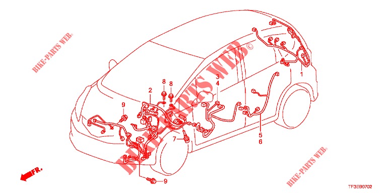 KABELBAUM (2) (LH) für Honda JAZZ 1.2 S 5 Türen 5 gang-Schaltgetriebe 2012