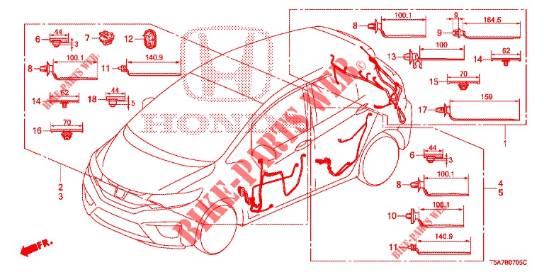 KABELBAUM (6) (LH) für Honda JAZZ 1.3 EXECUTIVE 5 Türen vollautomatische 2016