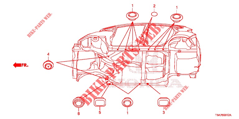 GUMMITUELLE (INFERIEUR) für Honda JAZZ 1.3 EXECUTIVE 5 Türen vollautomatische 2018