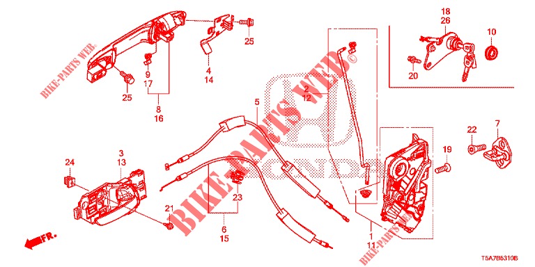 VORDERES TUERSCHLOSS/AEUSSERER GRIFF  für Honda JAZZ 1.3 EXECUTIVE 5 Türen vollautomatische 2018